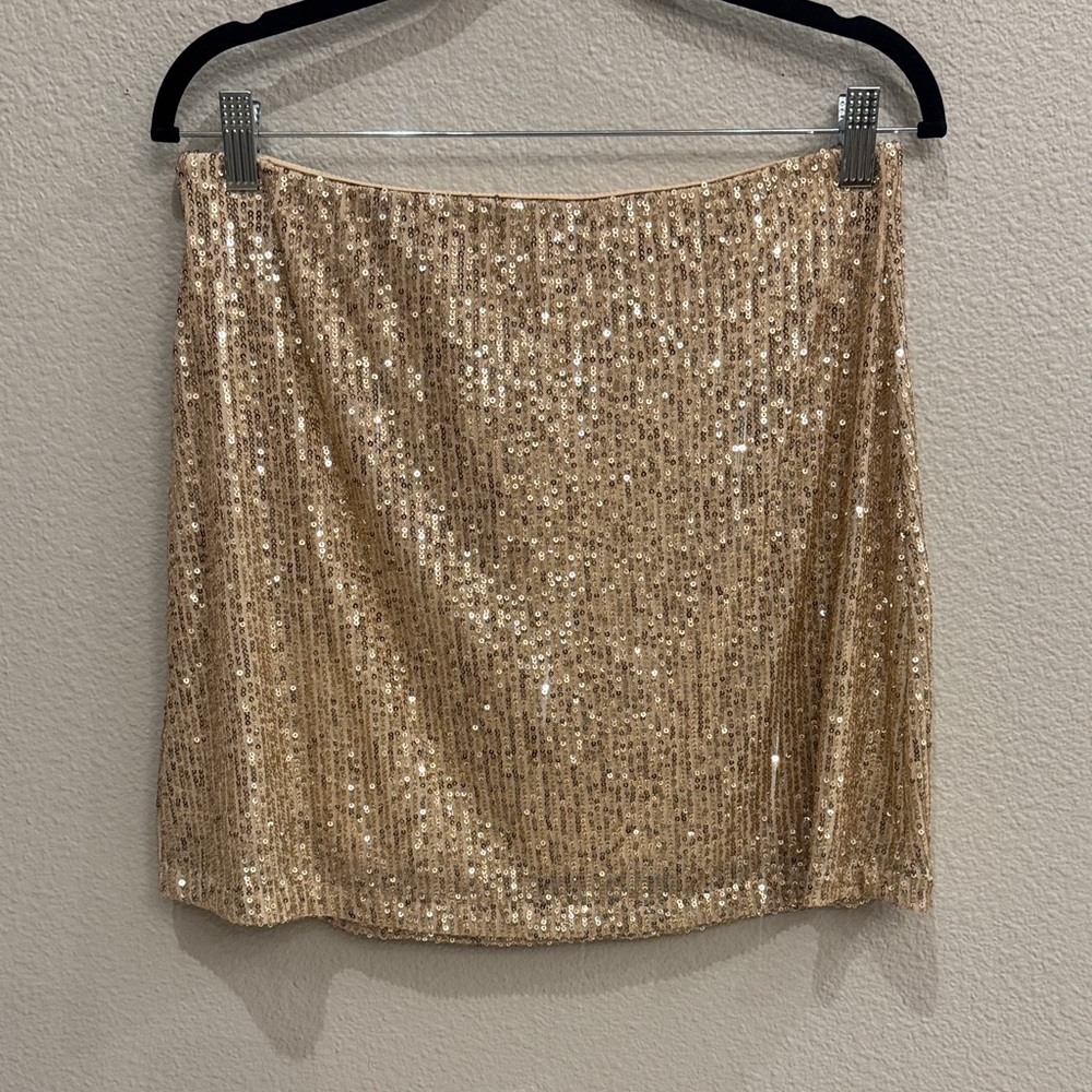Z Supply Gold Sequin Mini Skirt